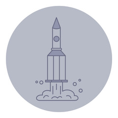 Obraz premium Rocket ascending into space, leaving trail of smoke behind. Vastness of space and exploration concept