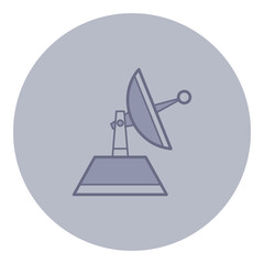Satellite dish icon against grey background. Advanced communication technology, highlighting its significance in modern connectivity concept