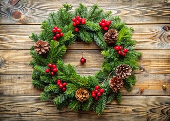 Lush Evergreen Christmas Wreath with Copy Space - Festive Holiday Decoration