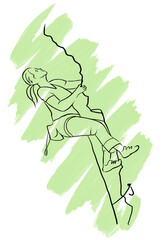 Woman climber, lineart sports drawing