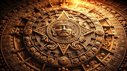 Obraz premium Low Light Vintage Maya Calendar Engraving Illustration Stock Photo