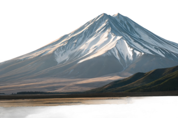 Majestic Mount Fuji with White Summit and Rolling Hills Isolated for Travel Destination and Nature Images.