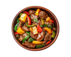 vibrant dish of black pepper beef tenderloin stir fry with colorful bell peppers, showcasing delicious mix of flavors and textures. Perfect for hearty meal