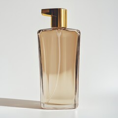 a transparent plastic shampoo bottle, golden on top