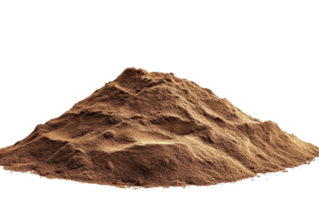 Pile of soil scattered isolated on a white backround. cutout and no shadow