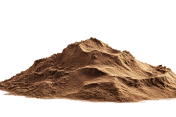 Pile of soil scattered isolated on a white backround. cutout and no shadow