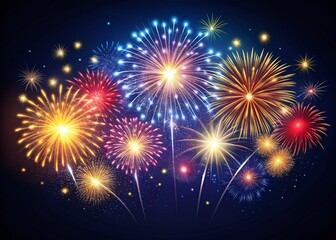 Long Exposure Fireworks: Simple Monoline Independence Day Background