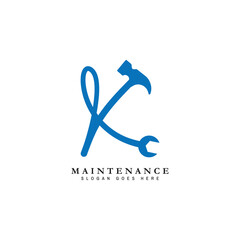 Letter K House Maintenance Logo. Alphabet K Building Construction Icon