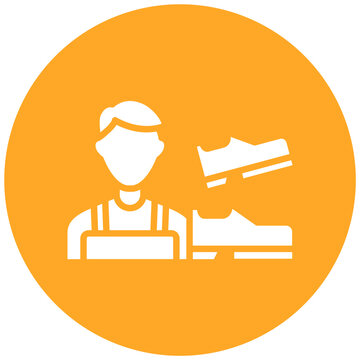 shoemaker man orange circle icon clip art preview