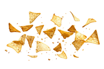 Tortilla chips flying in the air