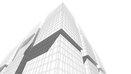 Fototapeta premium Modern Wireframe Skyscraper – Abstract Urban Architecture in Perspective