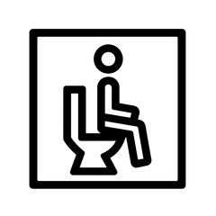 Minimalist restroom sign depicting person on toilet, hygiene concept