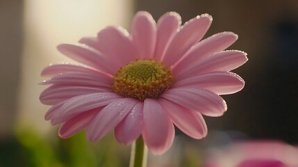 Obraz premium Pink daisy flower illuminated by sunlight, close up