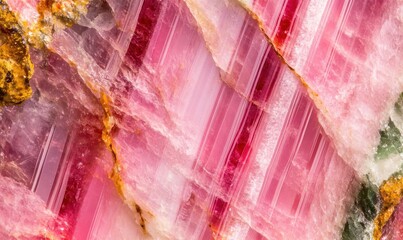 Macro shot of natural watermelon Tourmaline gem or mineral texture background, organic stones patterns and colors. Abstract geological ornaments unique structures, AI generated