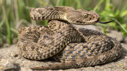 Fototapeta premium view of snakes decorated with trees