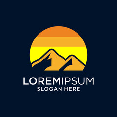 Minimalist Mountain Sunset Logo Design