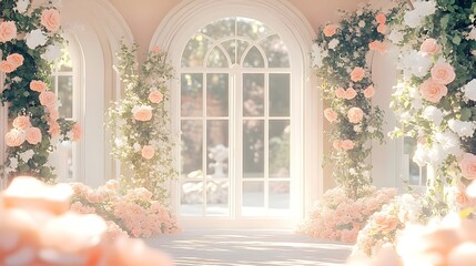 Wedding background fantasy and luxury with flowers generative AI
