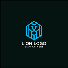 Modern Abstract Blue Lion Logo Design
