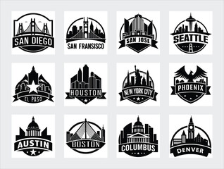 American City Skylines Silhouettes Vector Pack
