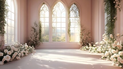 wedding background fantasy and luxury with flower generative AI