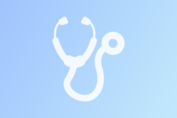 Symbol eines Stethoskop mit hellblauen Hintergrund