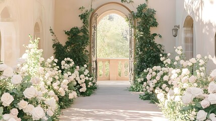 wedding background fantasy and luxury with flower generative AI