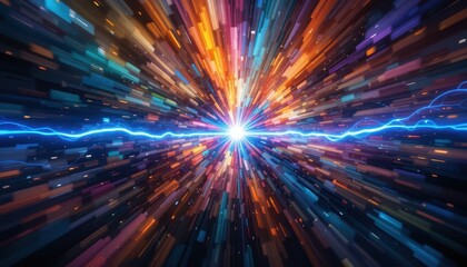 Obraz premium Dynamic energy burst abstract space digital art vibrant colors close-up motion effect
