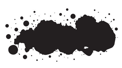 Black ink splash on white background. Ink splash and ink blots. Close up of a black ink splatter.