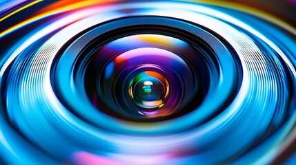 Macro lens reflecting colors, photography concept