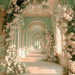 wedding background fantasy and luxury with flower generative AI