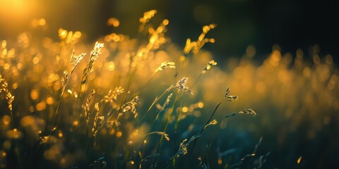 Golden Field: Sunlight bathes a field of golden wheat, its delicate stalks swaying in the breeze. Capturing a feeling of warmth and tranquility.