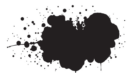 Black ink splash on white background. Ink splash and ink blots. Close up of a black ink splatter.