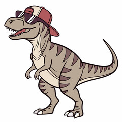 Obraz premium Dinosaur Cool T-Rex Wearing Sunglasses and Snapback – Fun Dinosaur Art Vector Design