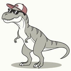 Dinosaur Cool T-Rex Wearing Sunglasses and Snapback – Fun Dinosaur Art Vector Design
