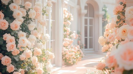 wedding background fantasy and luxury with flower generative AI