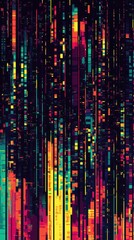 Retro arcadeinspired pixelated pattern with bright, vibrant line details