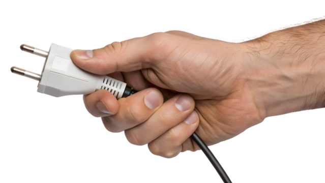 hand holding electric plug