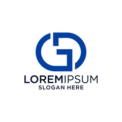 Modern Blue Geometric Letter G Logo Design
