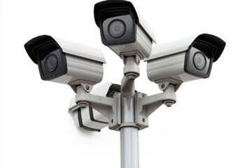 Surveillance cameras mounted on pole for security monitoring