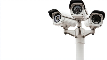 Surveillance cameras mounted on pole for security monitoring