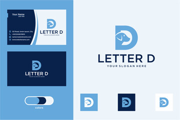 Modern Blue Letter D Logo Design with Business Card Template