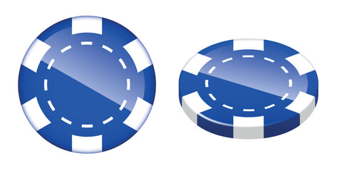 3D chips set. Blue vector chips isolated on white background.