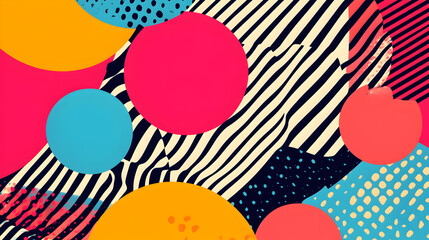art-inspired geometric background with zigzags circles and bold contrasting lines 