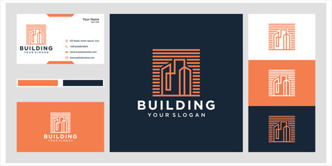 Modern Building Logo Design with Business Card Template