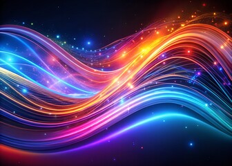 Abstract wave lines pattern dynamic colorful light flowing isolated on black background. concept of music, party, technology, modern. Abstract flowing wavy lines. Colorful dynamic wave