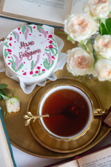 Bento cake with a signature in Russian 