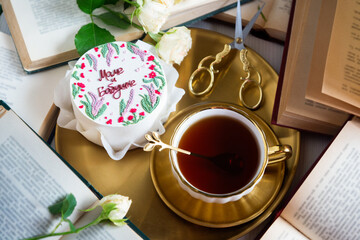 Bento cake with a signature in Russian 