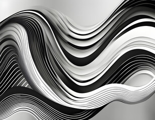 Cover for a poster with waves and vibrations of optical illusions. Abstract curved black and white lines Background