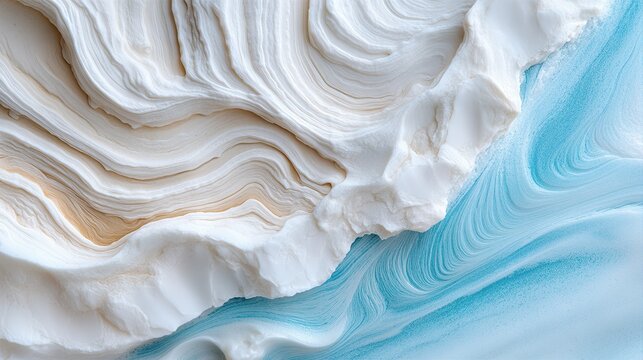 Abstract Ice Texture: A mesmerizing aerial view captures the striking patterns of ice and water.