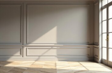 Empty modern contemporary room and design wall with molding 